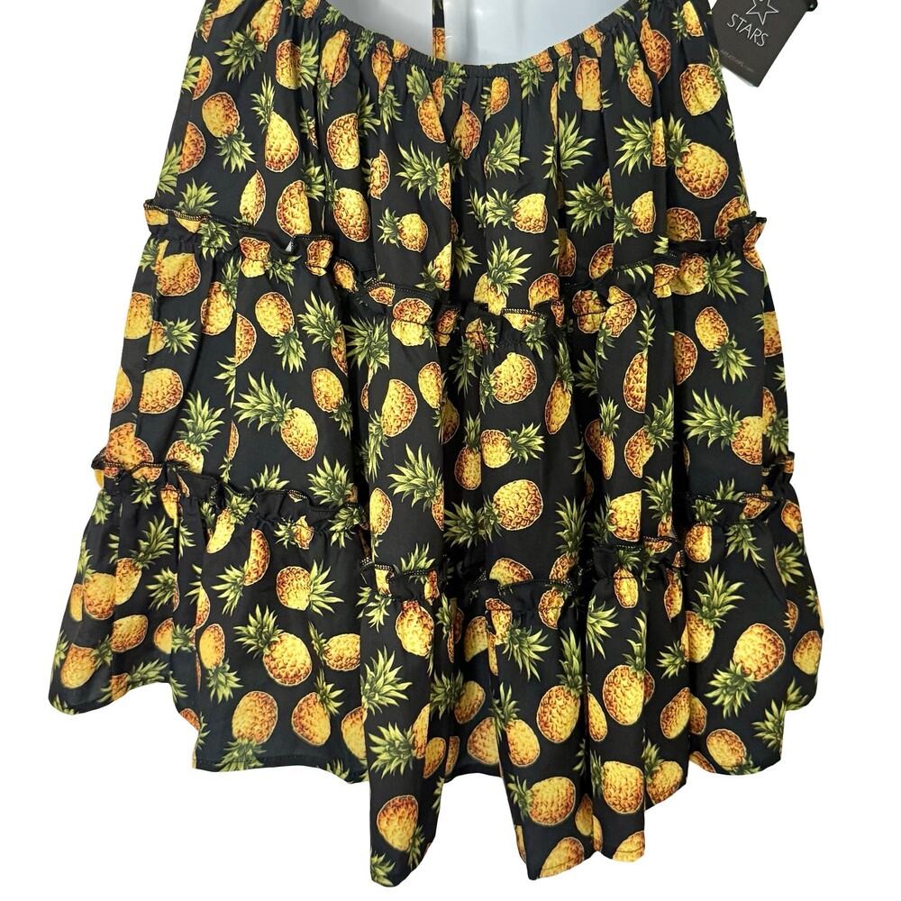 Area Stars Pineapple Black Yellow Flutter Sleeve Mini Dress size S NEW Tags - Picture 8 of 13